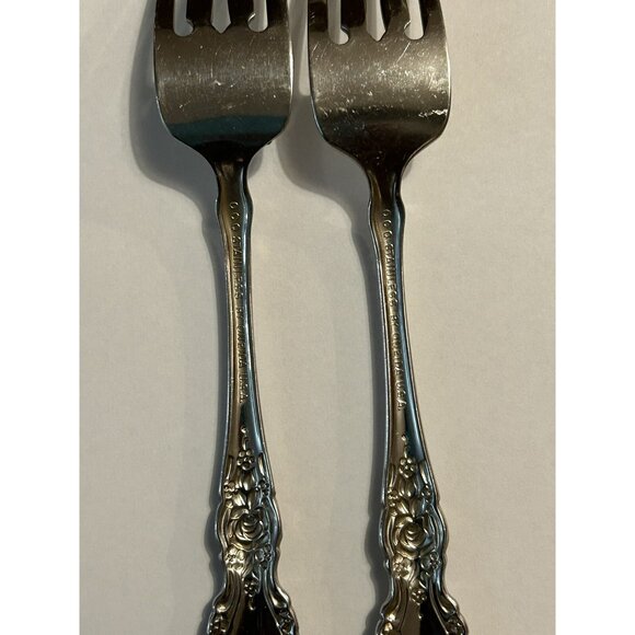 2 Salad Forks WORDSWORTH Oneida OCO USA Glossy Stainless Steel Flatware Lot - Picture 6 of 7